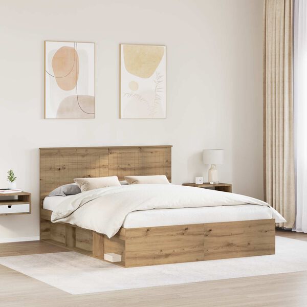 vidaXL Cadre de lit Ch&ecirc;ne artisan 160 x 200 cm Bois de pin massif