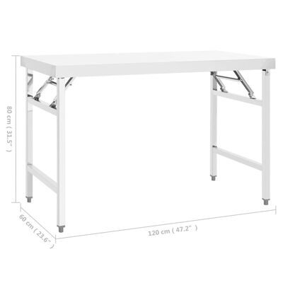 vidaXL Table de travail pliable de cuisine 120x60x80 cm Inox