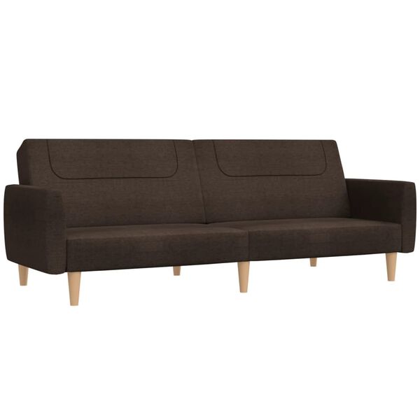 vidaXL Canap&eacute;-lit &agrave; 2 places avec repose-pied Marron fonc&eacute; Tissu