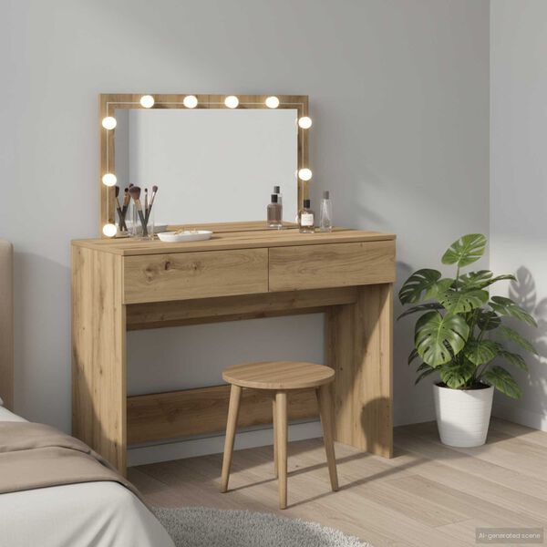 vidaXL Table de Toilette avec tiroir Ch&ecirc;ne artisanal 100 x 40 x 120 cm