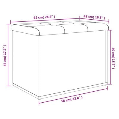 vidaXL Banc de rangement chêne sonoma 62x42x45 cm bois d'ingénierie