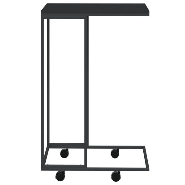 vidaXL Table d'appoint avec roues Noir 40x30x63,5 cm Bois d'ingénierie