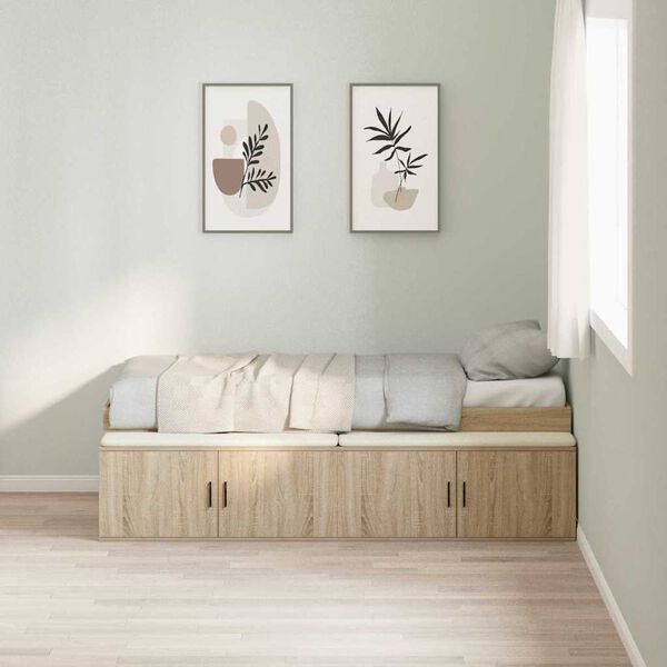 vidaXL Cadre de lit Ch&ecirc;ne Sonoma 90 x 200 cm Bois d'ing&eacute;nierie