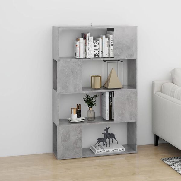 vidaXL Bibliothèque/Séparateur de pièce Gris béton 80x24x124,5 cm