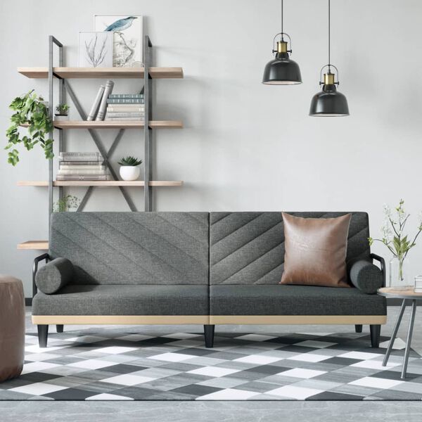 vidaXL Canap&eacute;-lit avec accoudoirs gris fonc&eacute; tissu