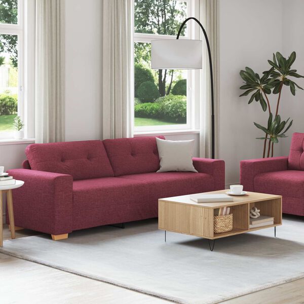 vidaXL | Ensemble de Canap&eacute;s | 2 pcs Rouge Vin 221 x 78 x 80 cm Tissu