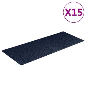 vidaXL Tapis d'escalier autocollants 15 pi&egrave;ces 60 x 25 cm Bleu marine Rectangulaire