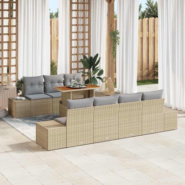 vidaXL Ensemble de salle à manger pour jardin 8 pcs Beige et gris