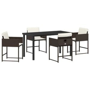 vidaXL Ensemble de salle &agrave; manger pour jardin 5 pc Marron polyrotin