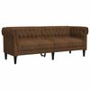 vidaXL Canap&eacute; Chesterfield 3 places marron tissu