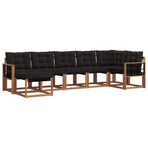 vidaXL Ensemble de canap&eacute;s d'ext&eacute;rieur 7 pcs Naturel et Noir