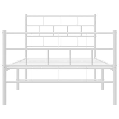 vidaXL Cadre de lit métal sans matelas et pied de lit blanc 107x203 cm