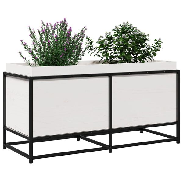 vidaXL Jardini&egrave;re blanc 100x40x50 cm bois de pin massif