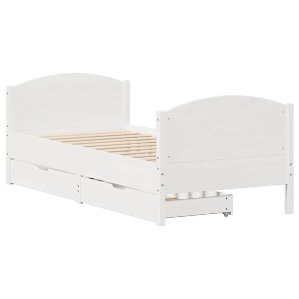 vidaXL Cadre de lit sans matelas blanc 75x190 cm bois de pin massif