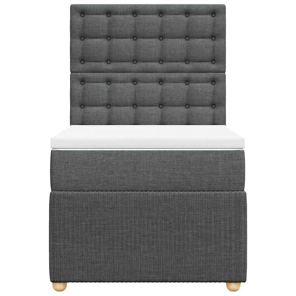 vidaXL Sommier &agrave; lattes de lit avec matelas Gris fonc&eacute; 100x200cm Tissu
