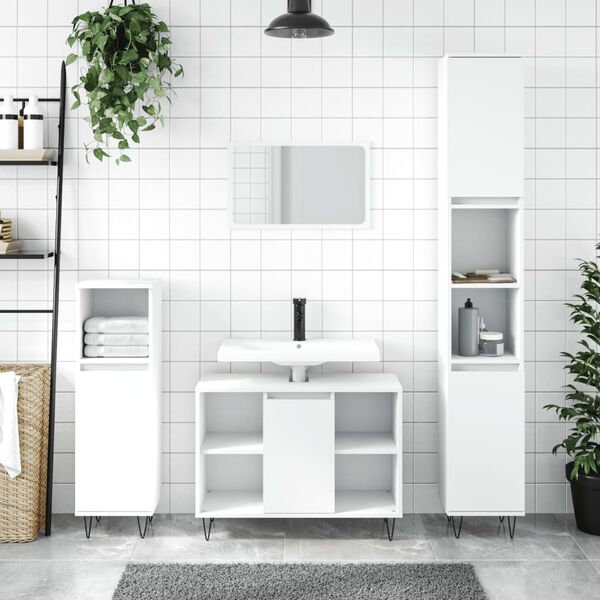 vidaXL Armoire de salle de bain blanc 30x30x100 cm bois d'ing&eacute;nierie