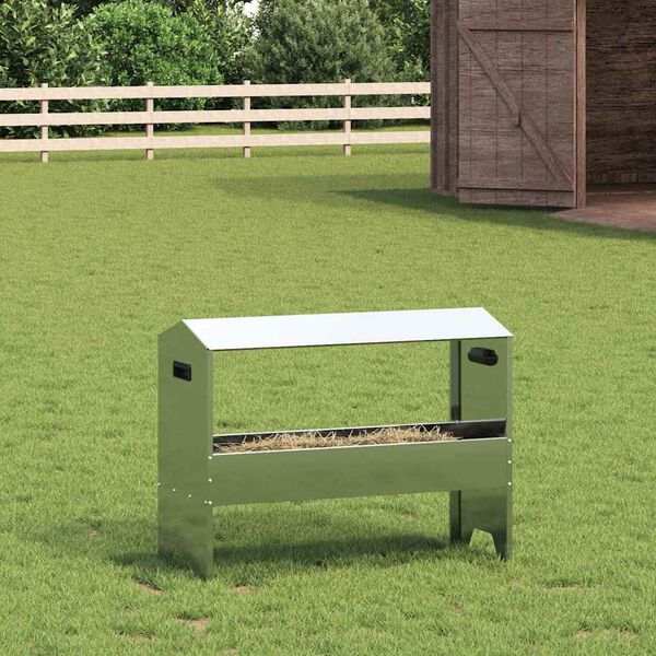 vidaXL Trough d'alimentation pour le b&eacute;tail Argent 79 x 35 x 62 cm