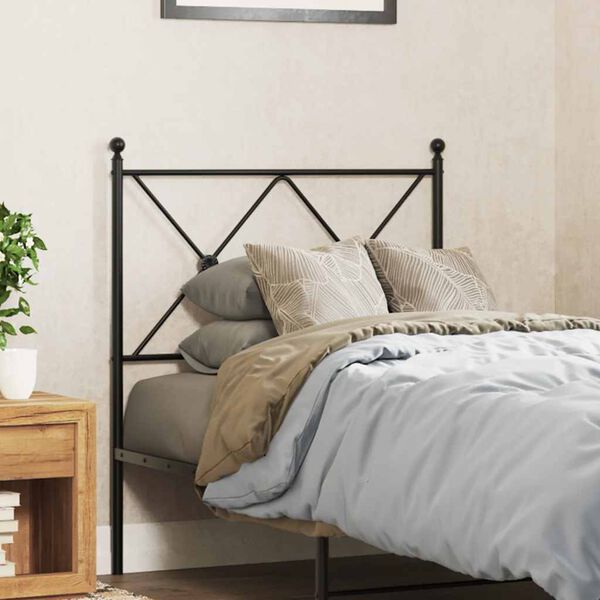 vidaXL T&ecirc;te de lit de remplacement m&eacute;tal noir 75 cm