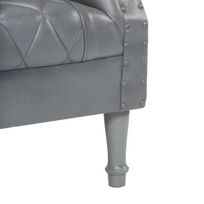 vidaXL Chaise cabriolet Gris Cuir véritable de chèvre