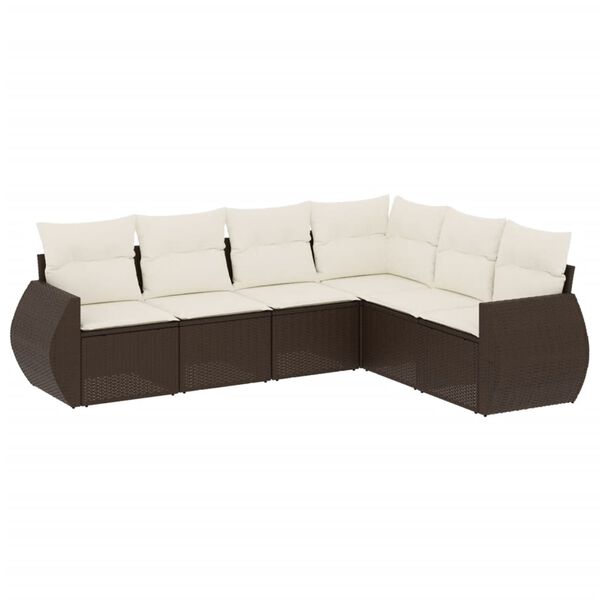 vidaXL Salon de jardin avec coussins 6 pcs marron r&eacute;sine tress&eacute;e