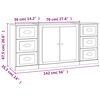 vidaXL Buffets 3 pcs blanc brillant bois d'ing&eacute;nierie