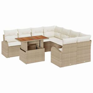 vidaXL Ensemble de canap&eacute; de jardin avec coussin 9 pcs beige et cr&egrave;me