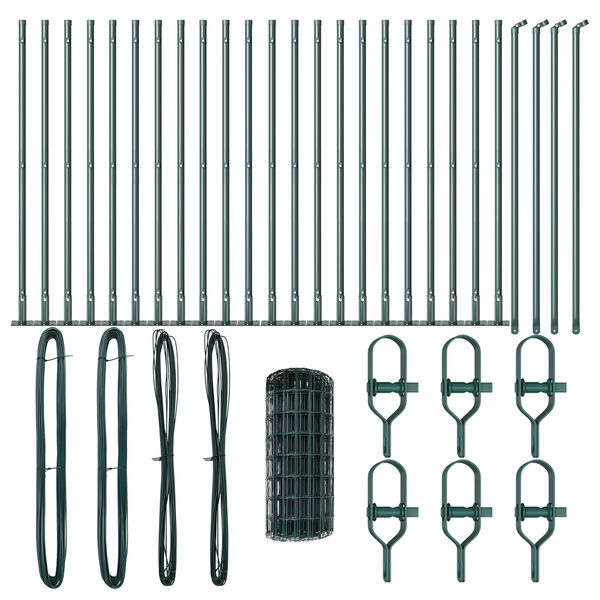 vidaXL Cl&ocirc;ture avec poteaux Vert 0.4 x 50 m Acier