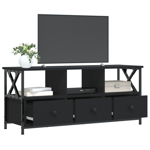 vidaXL Meuble TV noir 102x33x45 cm bois d'ing&eacute;nierie et fer
