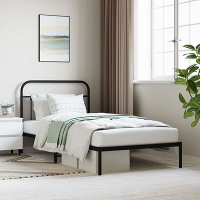 vidaXL Cadre de lit métal sans matelas avec tête de lit noir 100x200cm