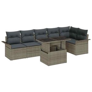 vidaXL Ensemble de canap&eacute; de jardin 7 pc Gris polyrotin
