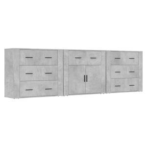 vidaXL Buffets 3 pcs gris b&eacute;ton bois d'ing&eacute;nierie