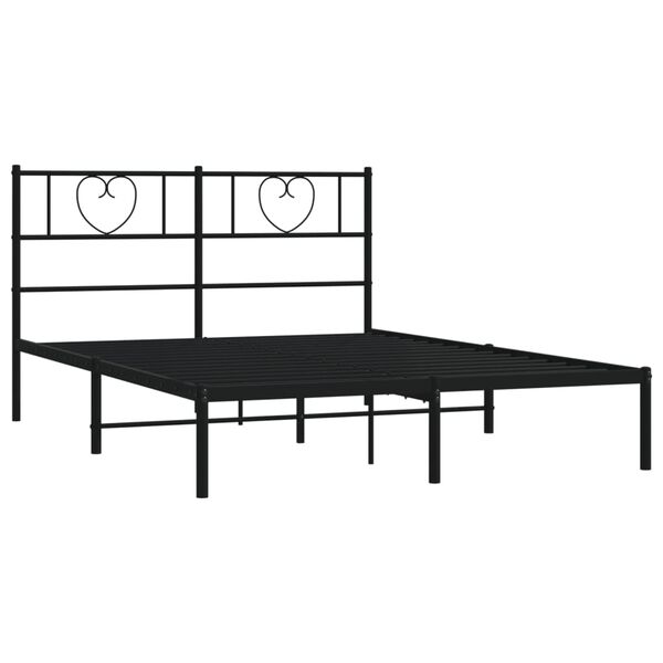vidaXL Cadre de lit m&eacute;tal sans matelas avec t&ecirc;te de lit noir 140x200cm
