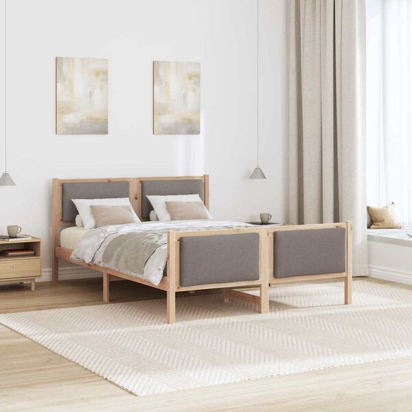 vidaXL Cadre de lit avec t&ecirc;te de lit Taupe 140 x 190 cm tissu