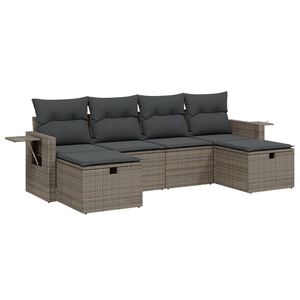 vidaXL Salon de jardin 6 pcs avec coussins gris r&eacute;sine tress&eacute;e
