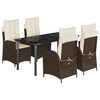 vidaXL Ensemble &agrave; manger de jardin 5 pcs et coussins marron poly rotin