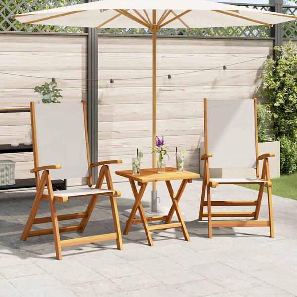 vidaXL Chaises pliables de jardin lot de 2 bois d'acacia et textil&egrave;ne