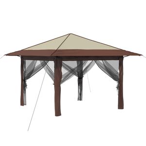 vidaXL Abri de jardin avec 4 parois 3,3 x 3,3 m Cr&egrave;me et marron