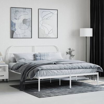 vidaXL Cadre de lit métal sans matelas et tête de lit blanc 183x213 cm