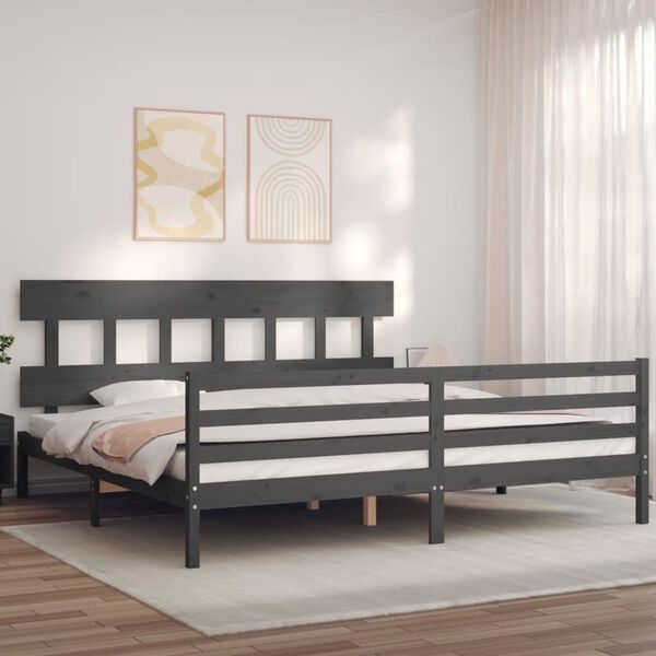 vidaXL Cadre de lit sans matelas gris 200x200 cm bois massif