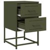 vidaXL Tables de chevet 2 pcs vert olive 36x39x60,5 cm acier