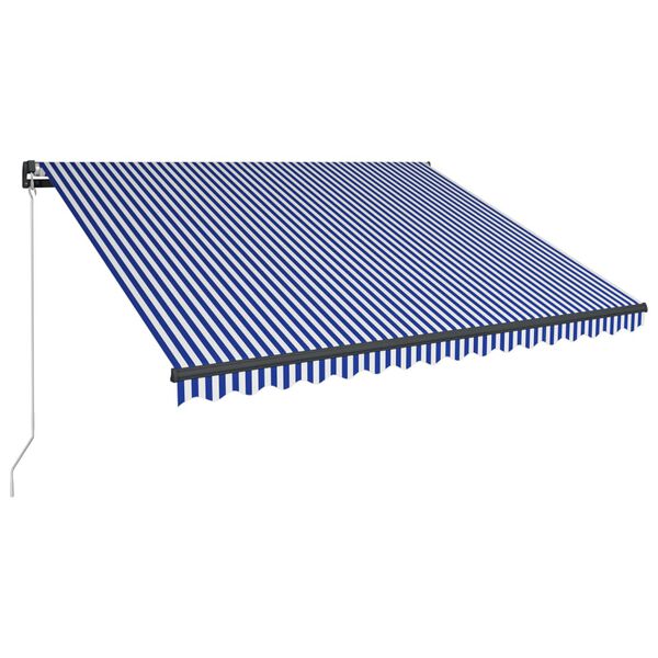 vidaXL Auvent manuel r&eacute;tractable avec LED 400x300 cm Bleu et blanc
