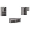 vidaXL Meuble TV muraux 4 pcs avec lumi&egrave;res LED sonoma gris