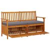 vidaXL Banc de rangement avec coussin 148 cm Bois d'acacia solide