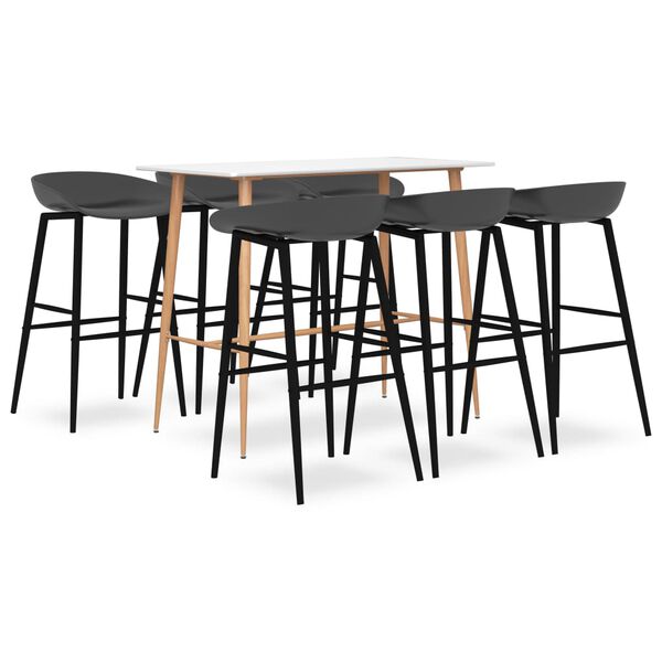 vidaXL Ensemble de bar 7 pcs Blanc et gris