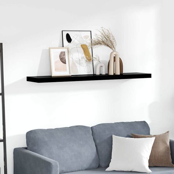 vidaXL &Eacute;tag&egrave;re murale flottante Noir brillant 120x23,5x3,8 cm MDF