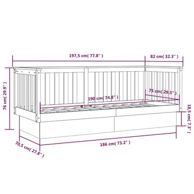 vidaXL Lit de jour Blanc 75x190 cm Bois de pin massif