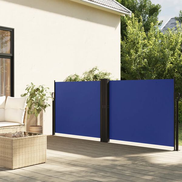 vidaXL Auvent lat&eacute;ral r&eacute;tractable bleu 120x1000 cm