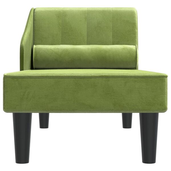 vidaXL Chaise longue avec traversin vert clair velours