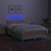vidaXL Sommier &agrave; lattes de lit matelas et LED cr&egrave;me 120x190 cm tissu