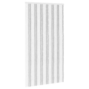 vidaXL Rideau anti-insectes en chenille Gris clair et blanc